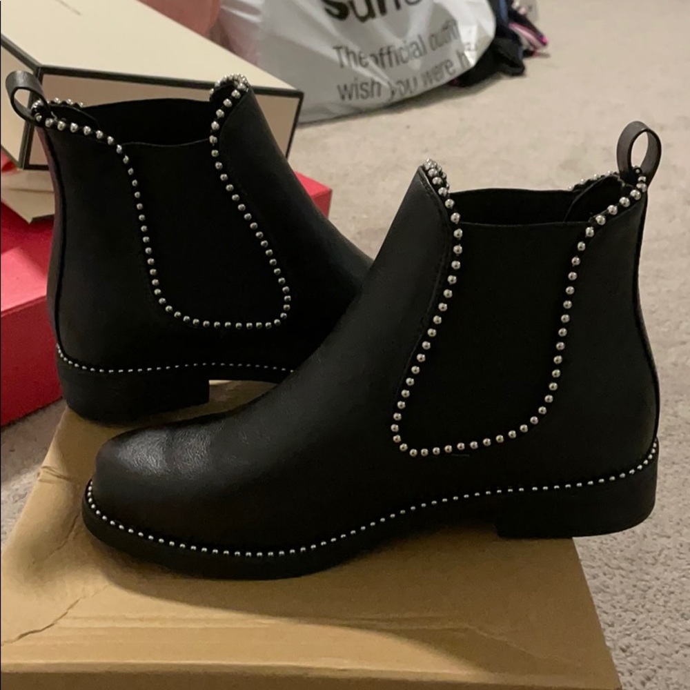 Black studded booties